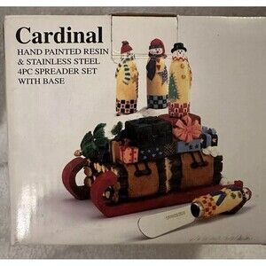 Cardinal Hand Painted Resin & Stainless Steel Christmas Spreader Set New In Box